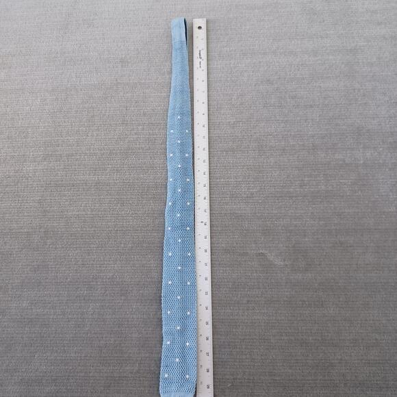 Brooks Brothers Knit Tie Blue Linen Cotton Blend Made in Italy Square Preppy - Picture 9 of 11